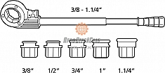 Диапазон применения клуппа трубного ручного Rothenberger Super Cut Set BSPT R 1/2"-3/4"-1"-1 1/4"